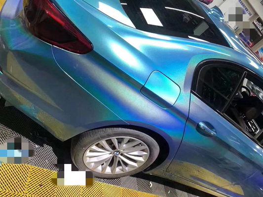 involucro dell'automobile di lucentezza del laser di 1.27m alto di scintillio del vinile dell'involucro del rilascio blu scorrevole dell'aria