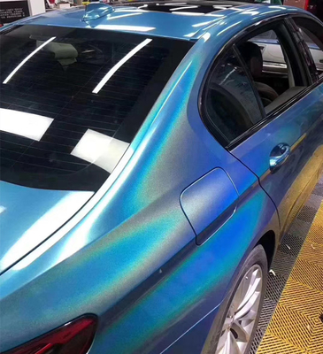 involucro dell'automobile di lucentezza del laser di 1.27m alto di scintillio del vinile dell'involucro del rilascio blu scorrevole dell'aria