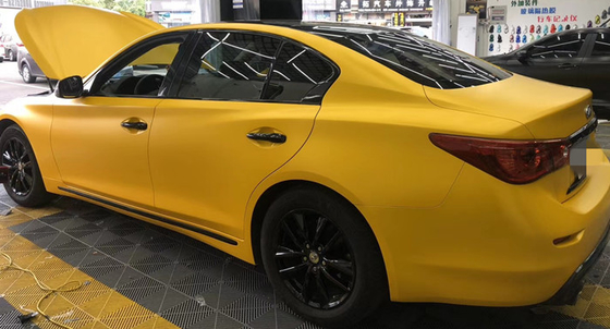 Matte Car Vinyl Wrap Self metallico giallo 140gsm adesivo densamente